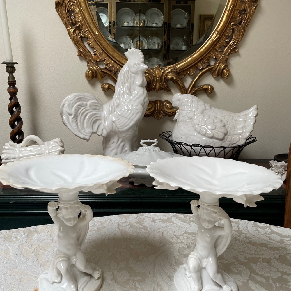 1880’s Spode Copeland porcelain angel compotes